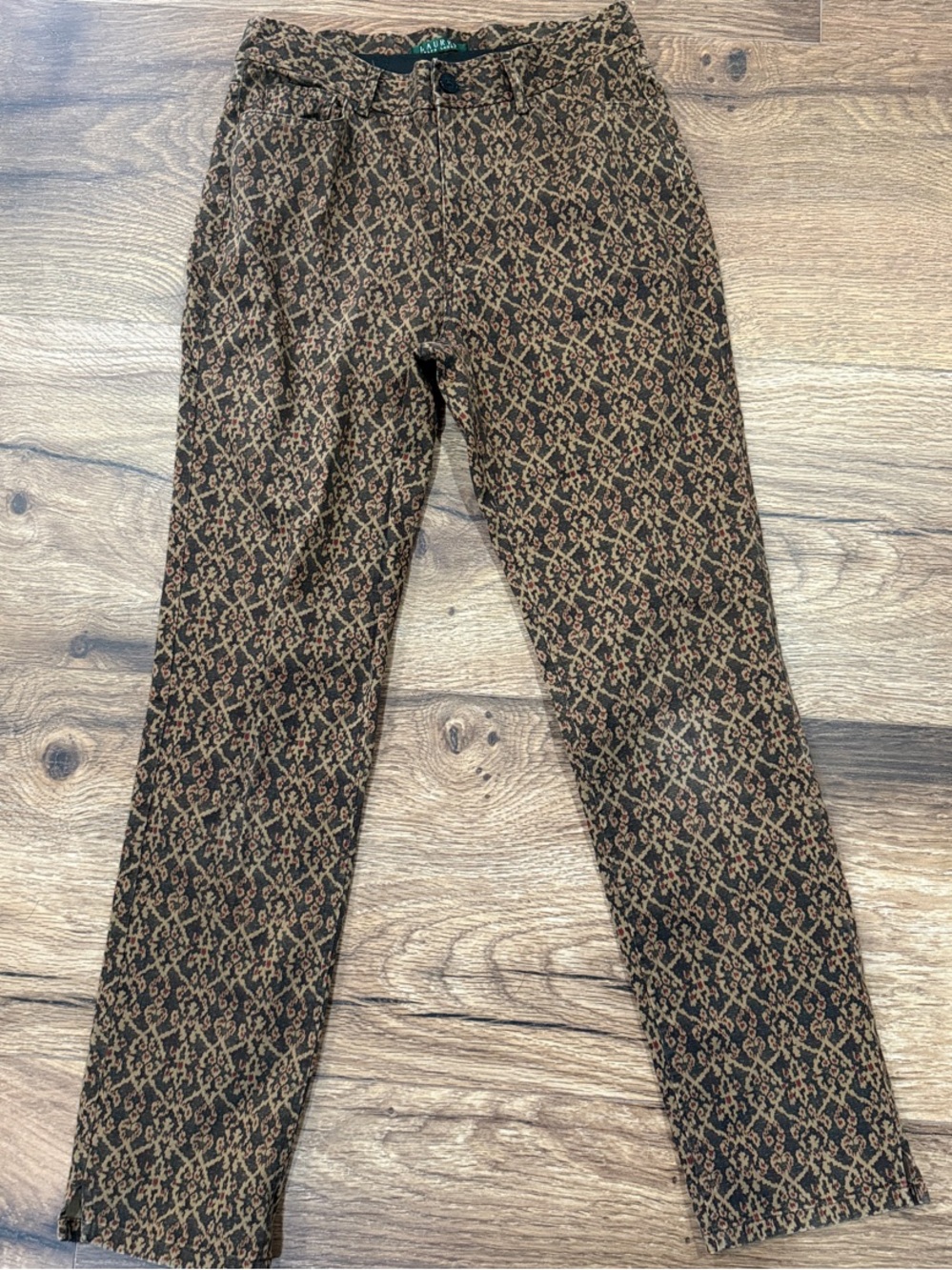 Lauren Ralph Lauren Brown Patterned Straight-Leg Pants